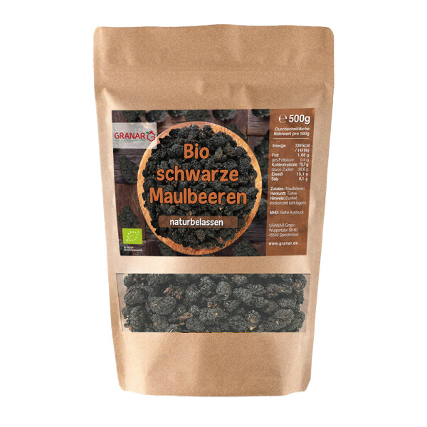 500g Getrocknete Bio schwarze Maulbeeren von Granar Bio