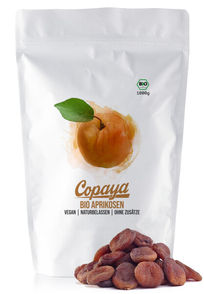 1kg Getrocknete Bio Jumbo Aprikosen (ungeschwefelt) von Copaya