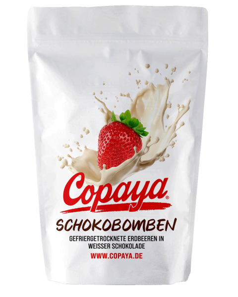 1kg Schokobombe Erdbeeren in weißer Schokolade von Copaya