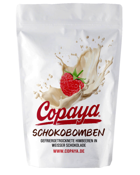 1kg Schokobombe Himbeeren in weißer Schokolade