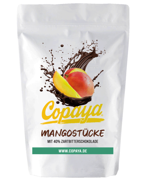 Mangostücke in Zartbitterschokolade von Copaya